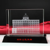 3D Laser Architectural Model Crystal Glass Souvenirs Cube Office Decoration