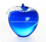 Blue Apple Paperweight in Crystal Souvenir Gift