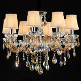 Brown K9 Crystal Chandelier with Fabric Shades (S-8008-8)