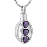 Three Heart Shape Crystal Forever Heart Cremation Urn Pendant