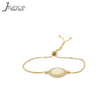 Korean Women Shell Pearl 14K 18K Gold Chain Link Bracelet
