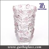 Large Colored Glass Vase Flower Carving