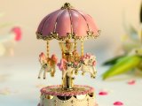 Resin Merry Go Round Carousel Music Box with LED Lighting Birthday Christmas Gifts Toys for Kids