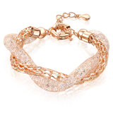 Luxury Design Double Chains Crystal Charm Bracelet for Ladies