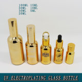 Gold UV Electroplating Empty Cosmetic Glass Bottle for Sale