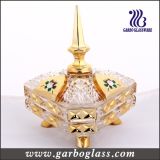 Gold Candy Jar, Glass Sugar Pot in Color Box Packing (GB1802S-DN)