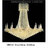 E14 Dia150 H160 Gold Classical Crystal Chandelier in Living Room Restaurant and Stair Decoration