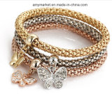 Aloy Popcorn Style Diamante Various Shapes Fashion Bangle Charm Bracelet