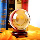 Trasparent Crystal Glass Ball with Wooden Base or Crystal Base
