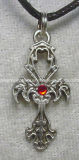 Pewter Cross Pendant (with colorful crystal)