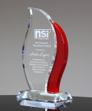 Fire Red Crystal Glass Trophy Award for Promotional Gifts