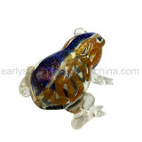 Blue Stripe Brown Body Toad Frog Glass Pipe with Clear Four Legs (ES-HP-141)
