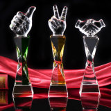 Tall Glass Crystal Thumbtrophy Award as Business Gifts (KS64022)