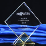 Laser Engraved Glass Award with Yellow Base