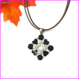 Vintage Black Crystal Bohemia Style Leather Pendant Necklace (14319)