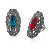 VAGULA Vintage Silver Saphire and Blue Rhinestone Jewelry Ring