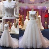 High-End Beading Crystal off Shoulder Bridal Wedding Gown Long Train