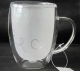 Double Wall Glass Cup with Ear (INNER LAYER FROSTING) ,