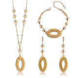 Ladies Fashion Bracelet Earring 18K Gold Plated Crystal Jewelry Set