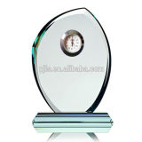 Jade Glass Trophy Award with Clock