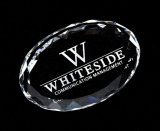 Faceted Oval Crystal Paperweight
