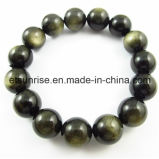 Fashion Black Gold Obsidian Jewelry Gemstone Beaded Bracelet