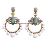 New Artificial Gem and Rhinestone Studded Female Earrings with Acrylic Pearl