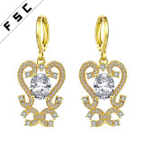 Classical Zircon Gold Plated Dangle Drop Earrings for Girls