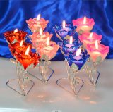 3 Branch Rose Crystal Candle Holder for Wedding