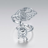 Tortoise and Leaf Sterling Silver Ring