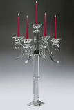 Five Branch Crystal Glass Candleholder