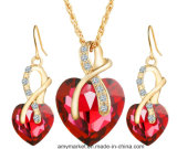 Heart-Shaped Crystal Zircon Necklace+ Earrings Imitation Jewelry for Party Wedding