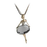 Crystal Pendant Necklace Dancing Girl Long Chain Sweater Necklace