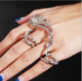 Latest Luxury Fashion Jewelry Rhodium Plating Set Ring with Synthetic CZ