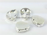 13X18mm Faceted Glass Sew on Pear Silver Set Crystals