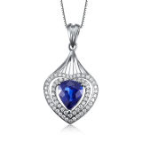 Fashion Heart Blue Crystal 925 Silver Pendants Jewelry