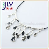 Wholesale Alloy Silver Plating Enamel PU Cord Fashion Imitation Jewellery Necklace