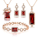 Ruby Crystal Rhineston Alloy African Imitation Jewelry Necklace Set