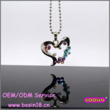 Big Heart Shape Pink Stone Bead Chain Crystal Necklace