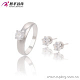 Nice Fashion Rhodium-Plated Crystal Diamond Very Cheaper Jewelry Set with Ring and Ear Studs-63624