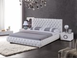 Classic Designed Crystal Tufted Headboard Leather Bed