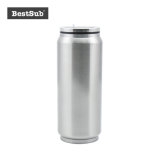 17oz Stainless Steel Coka Can with Straw (Silver) (BCAN17S)