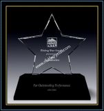 Transparent Crystal Triumph Star Award with Black Base (NU-CW866)