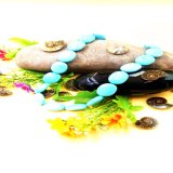 Stablized Green Turquoise Wafer Beads Necklace