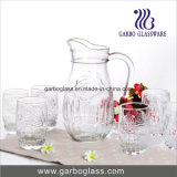 7PCS Glass Water Set with Rose Embossed