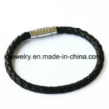 Leather Bracelet with Magnet Screw Clasp for Man