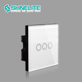 Electric Switch UK Standard Luxury Crystal Glass Panel and 3 Gang 1 Way Smart Touch Wall Light Switch