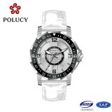 2016 Sapphire Crystal Watches Prices White Leather Strap Vogue Men Watch