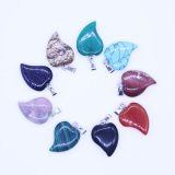 Natural Crystal Stone 24*15mm Heart Charms Love Necklace Pendants