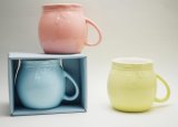 Suger Bowl Shape Emboss Color Glaze Ceramic Mug